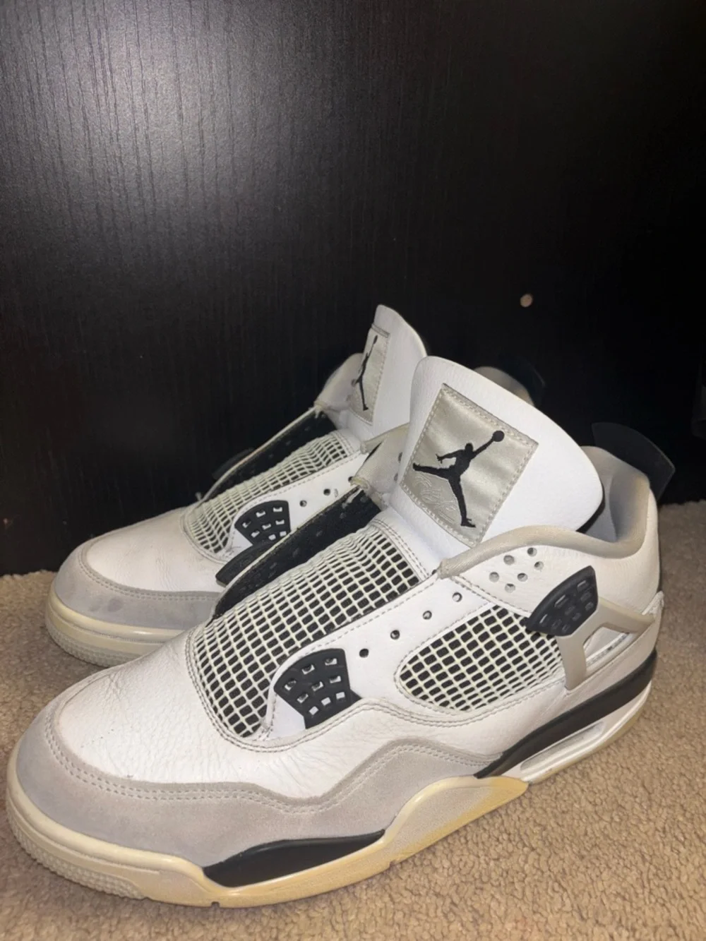 Air Jordan 4 Retro White Oreo (Tech White) Men’s Sneakers No Laces‎ No Box Used